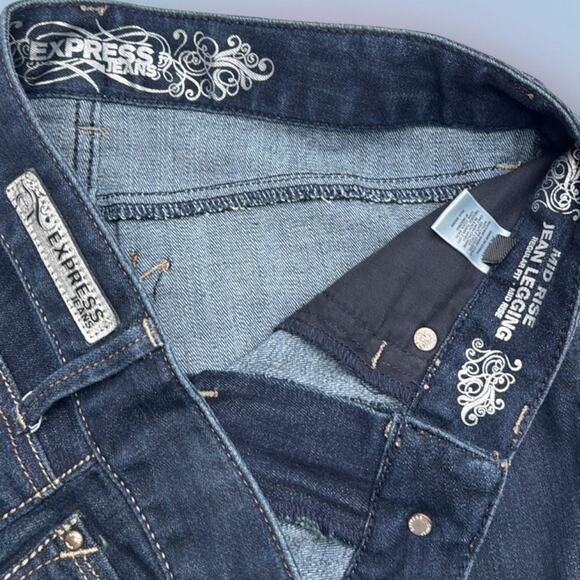 EXPRESS Women’s 2 MID RISE JEAN LEGGING Blue Jeans - Picture 4 of 4